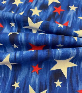 Fabric Traditions Red White Stars On Blue Patriotic Cotton Fabric