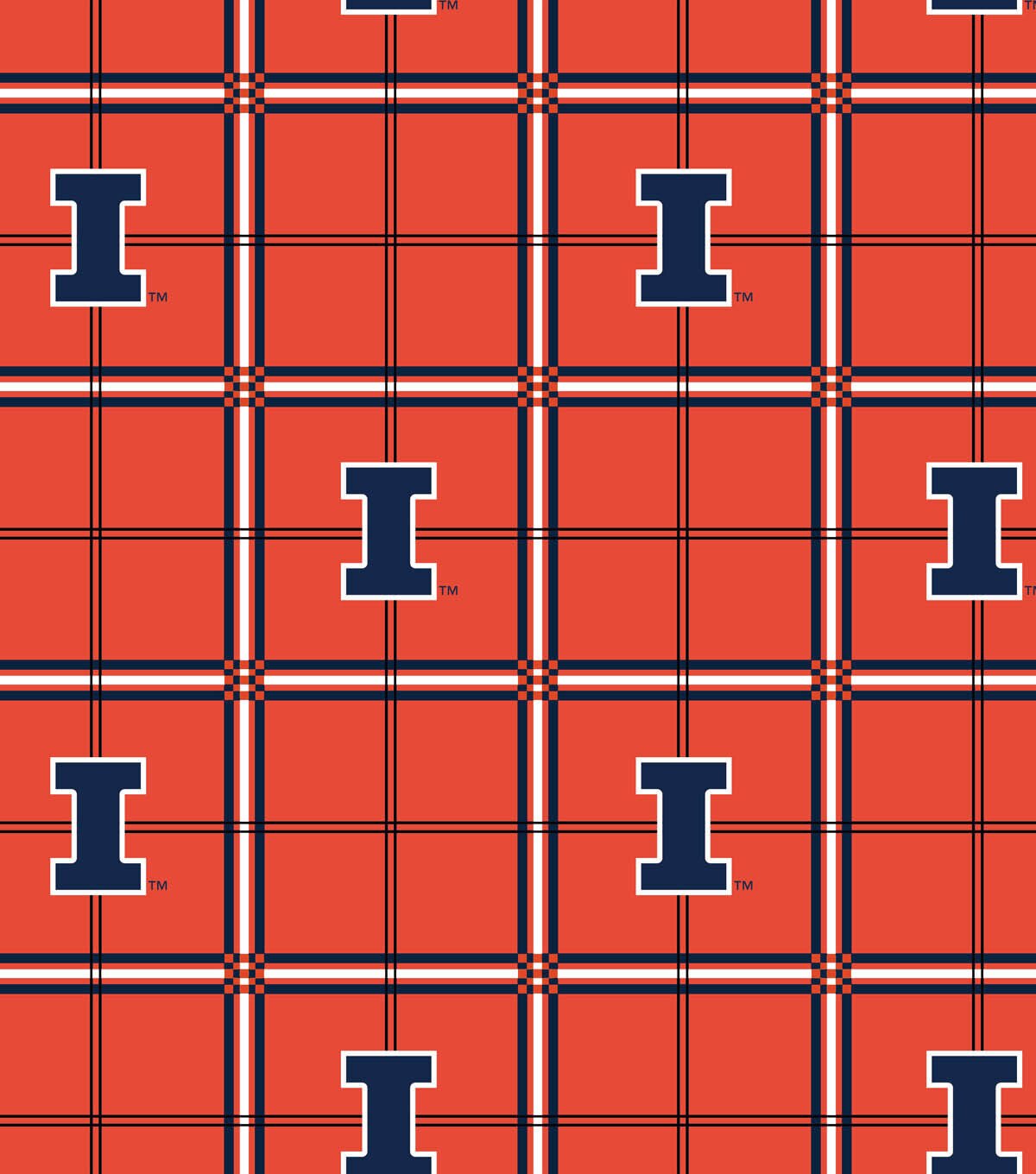 University of Illinois Fighting Illini Flannel Fabric 42 Plaid