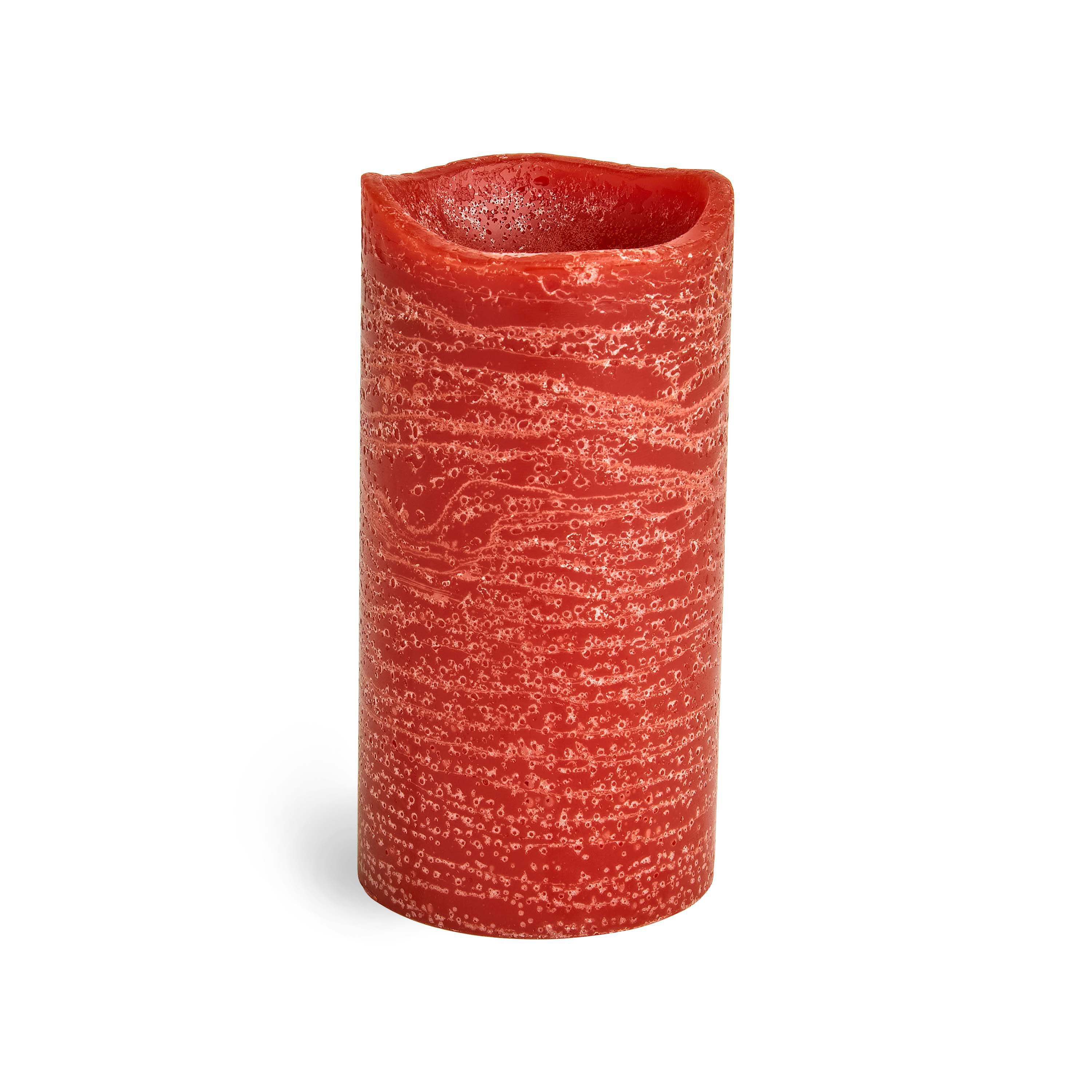 Flameless Pomegranate Scented LED Rustic Pillar Candle 3''x6'' Currant