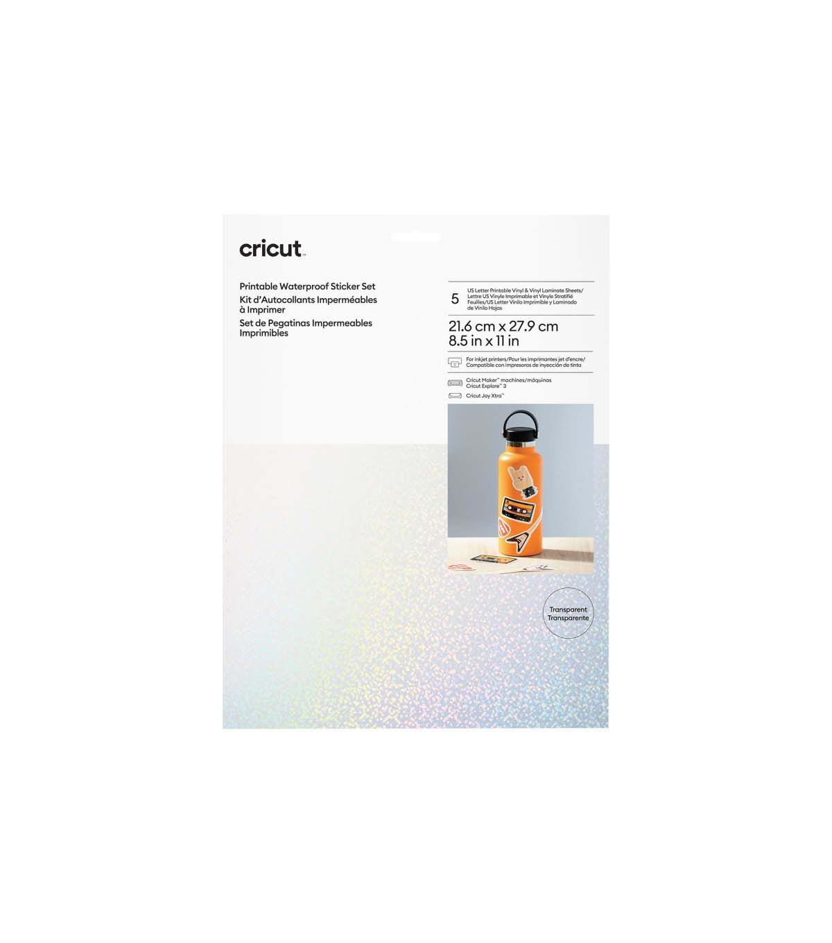 Cricut 8.5 x 11 Printable Waterproof Holographic Sticker Vinyl 5ct