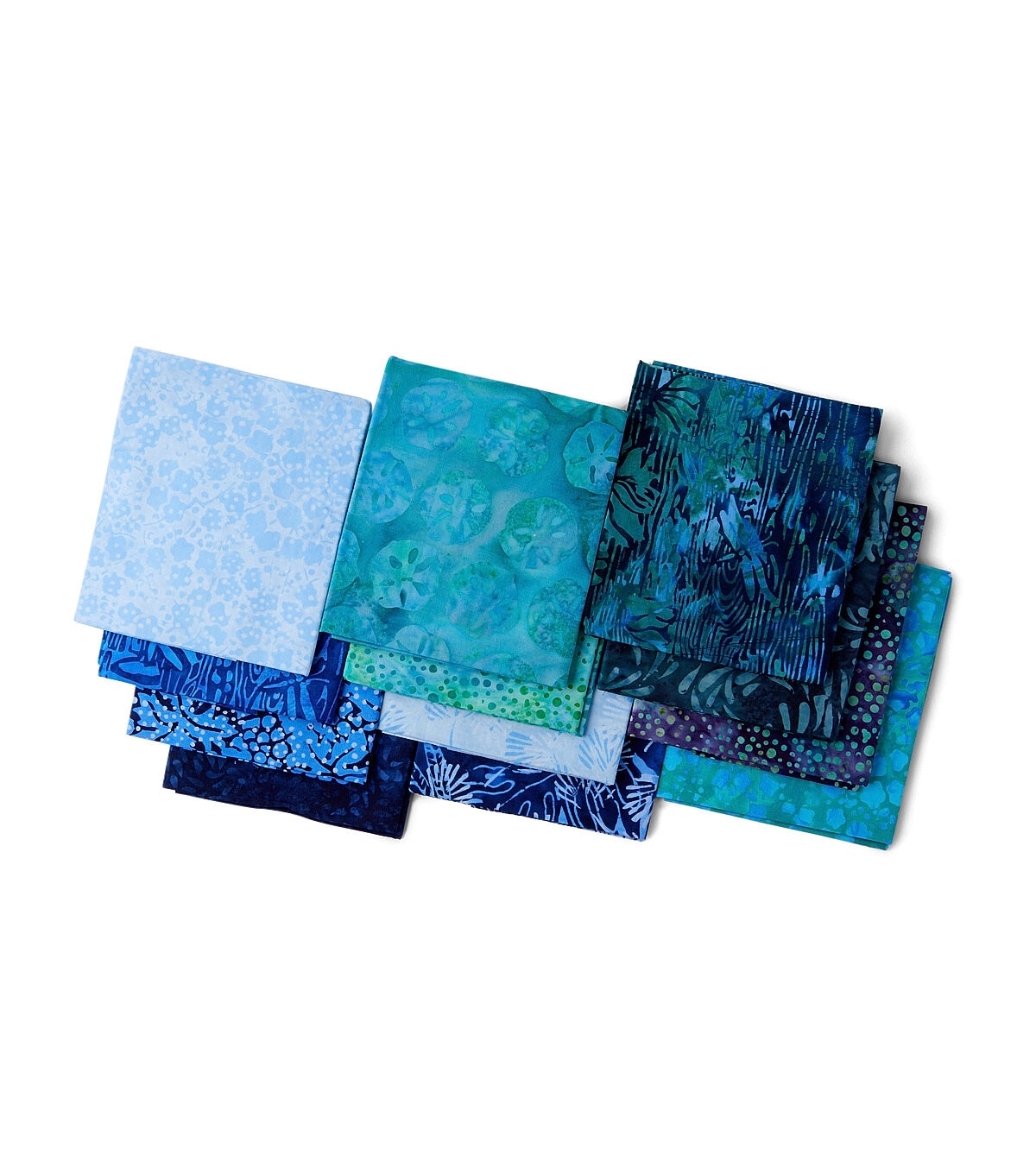 18 x 22 Blue Water Lilies Cotton Fabric Quarter Bundle 12pc