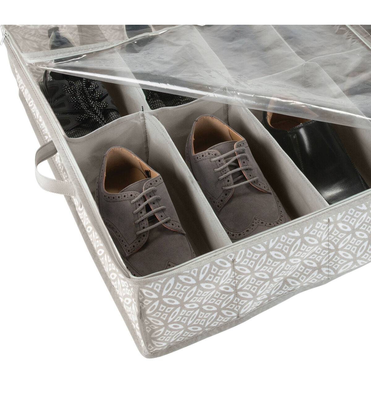 Simplify 29 Gray 12 Pair Boho Print Under the Bed Shoe Storage Bag