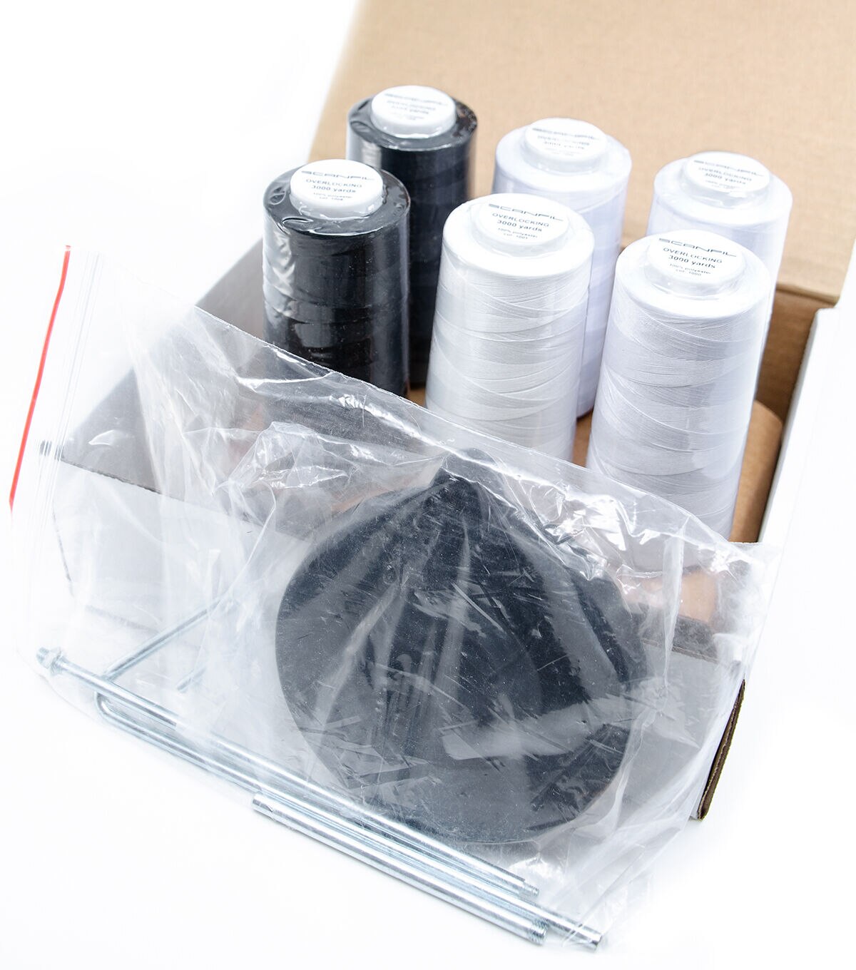 SCANFIL Premium Universal Poly No. 100 Thread 3000 Yds 6ct and Stand