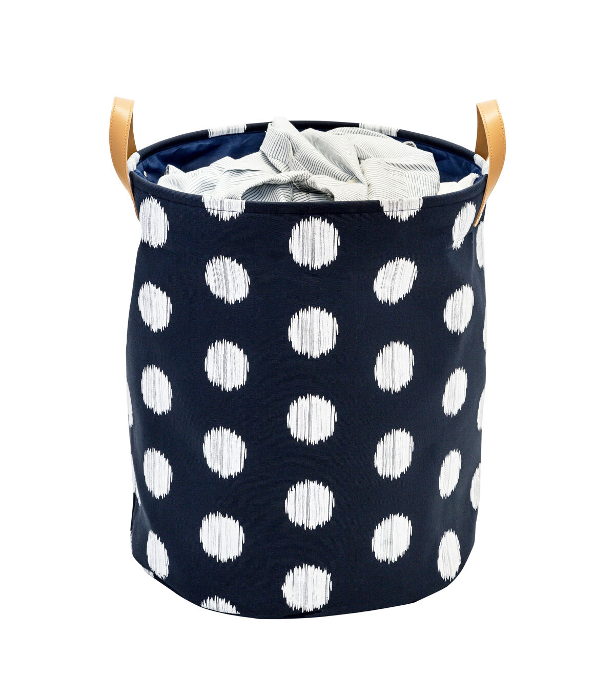 Honey Can Do 17 x 20 Navy & White Polka Dot Portable Laundry Bin