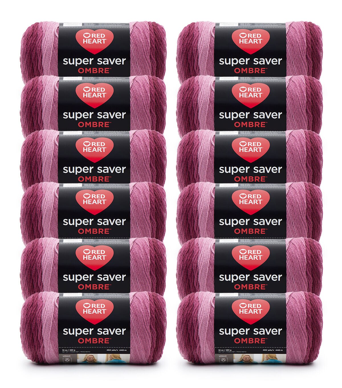 Red Heart Super Saver Ombre 482yds Worsted Acrylic Yarn 12 Bundle