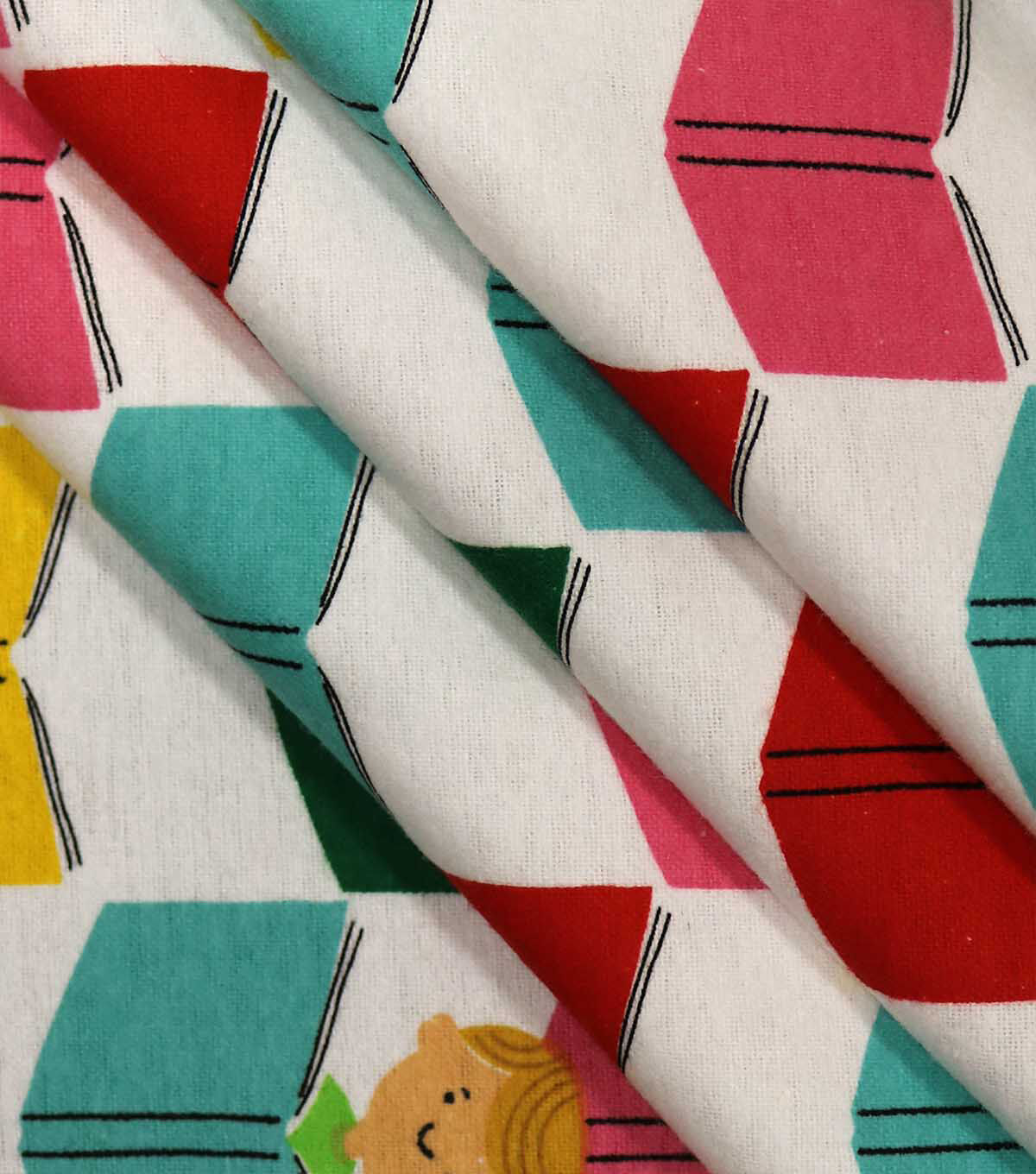 Multicolor Book Reading Super Snuggle Flannel Fabric by POP!