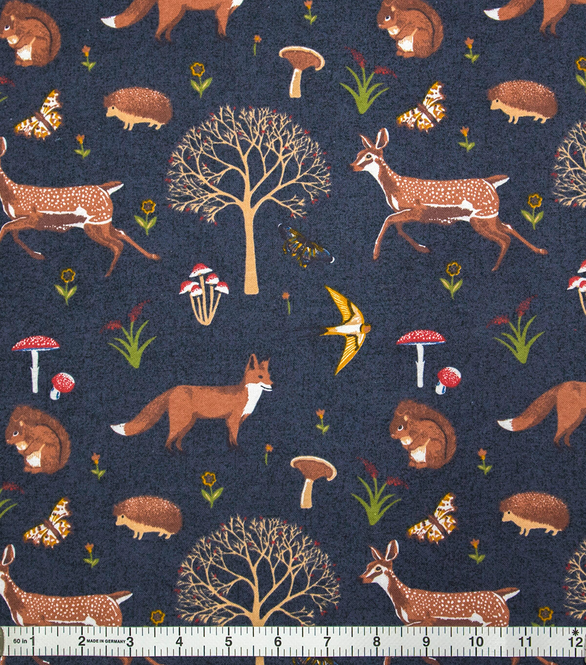 Woodland Animals on Black Super Snuggle Flannel Fabric