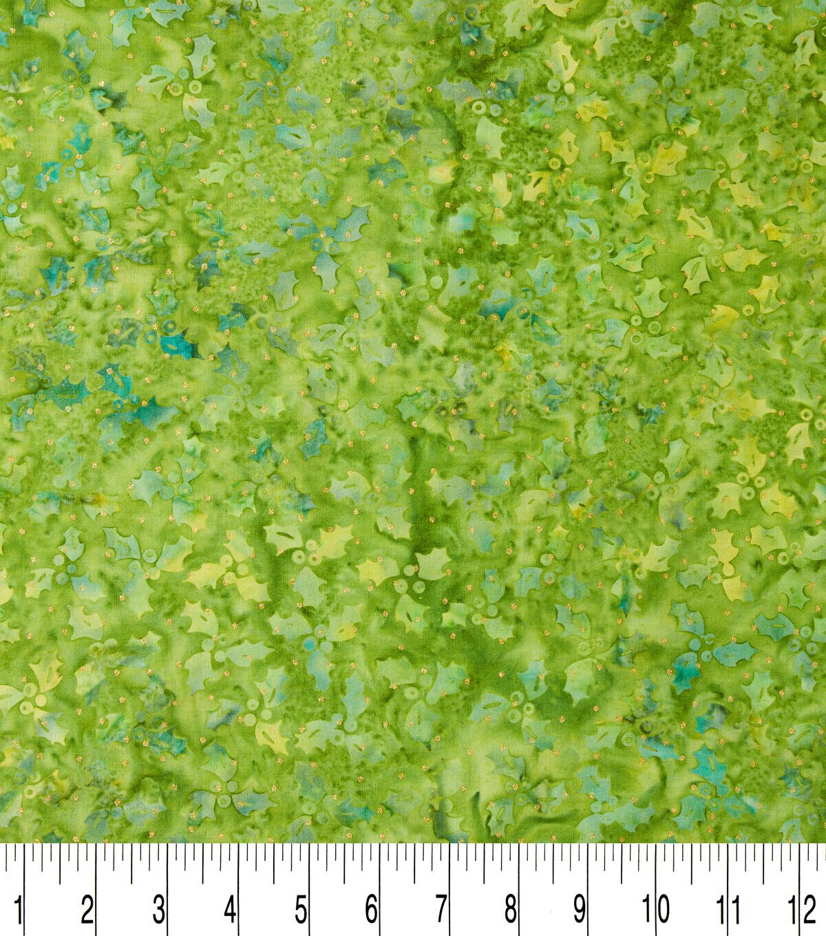 Green Winter Wishes Holly Christmas Metallic Cotton Fabric