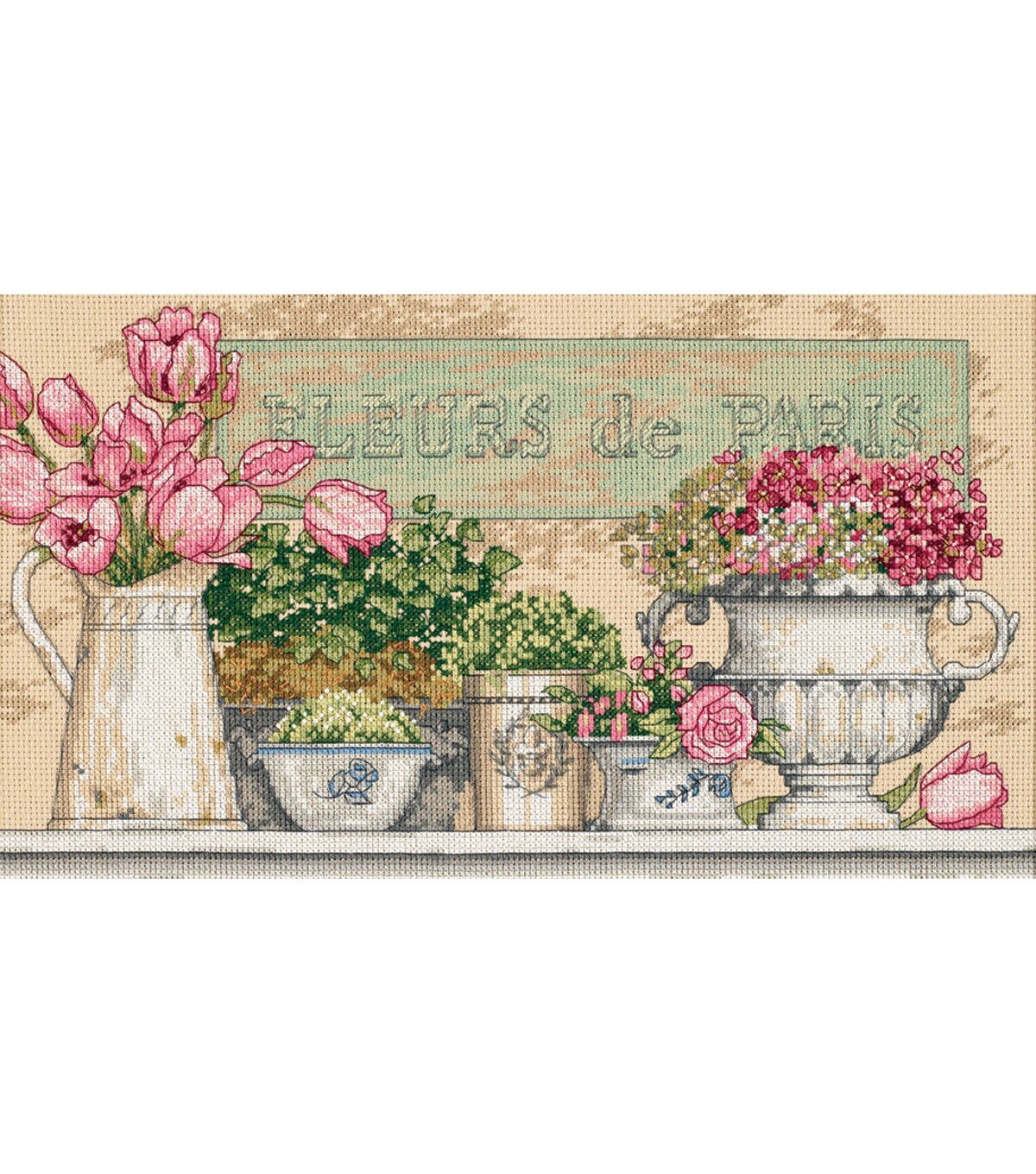 Dimensions 14 x 8 Flowers of Paris Counted Cross Stitch Kit