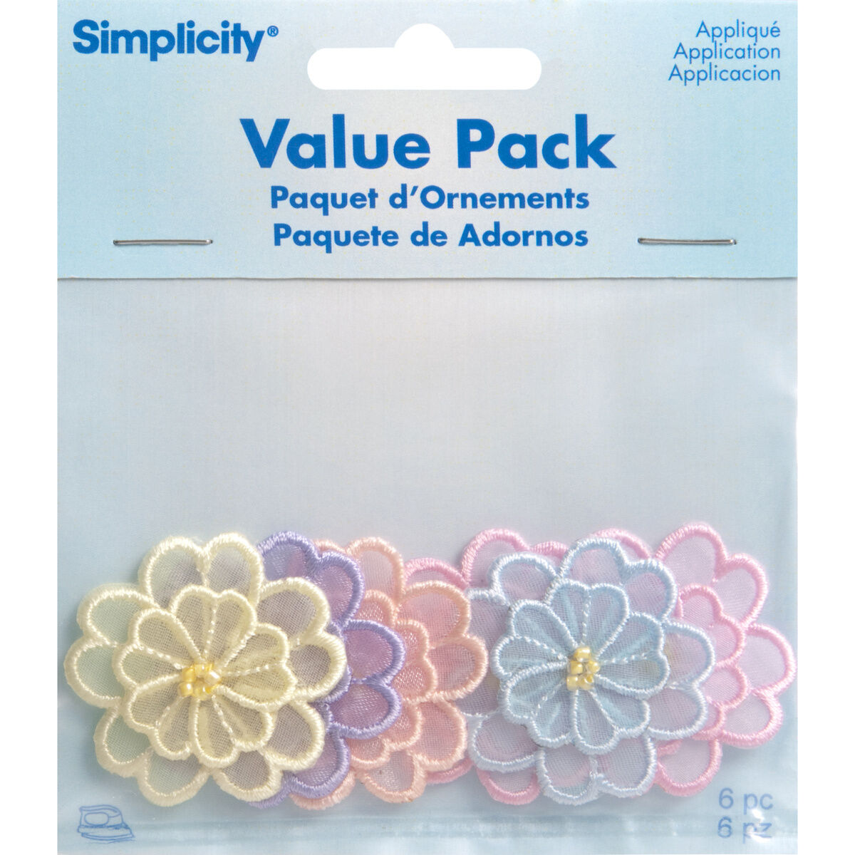 Simplicity 0.5 Assorted Sheer Flowers Iron On Patches 6ct