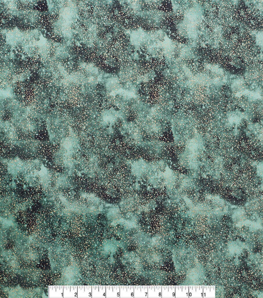 Green Space Quilt Metallic Cotton Fabric by Keepsake Calico