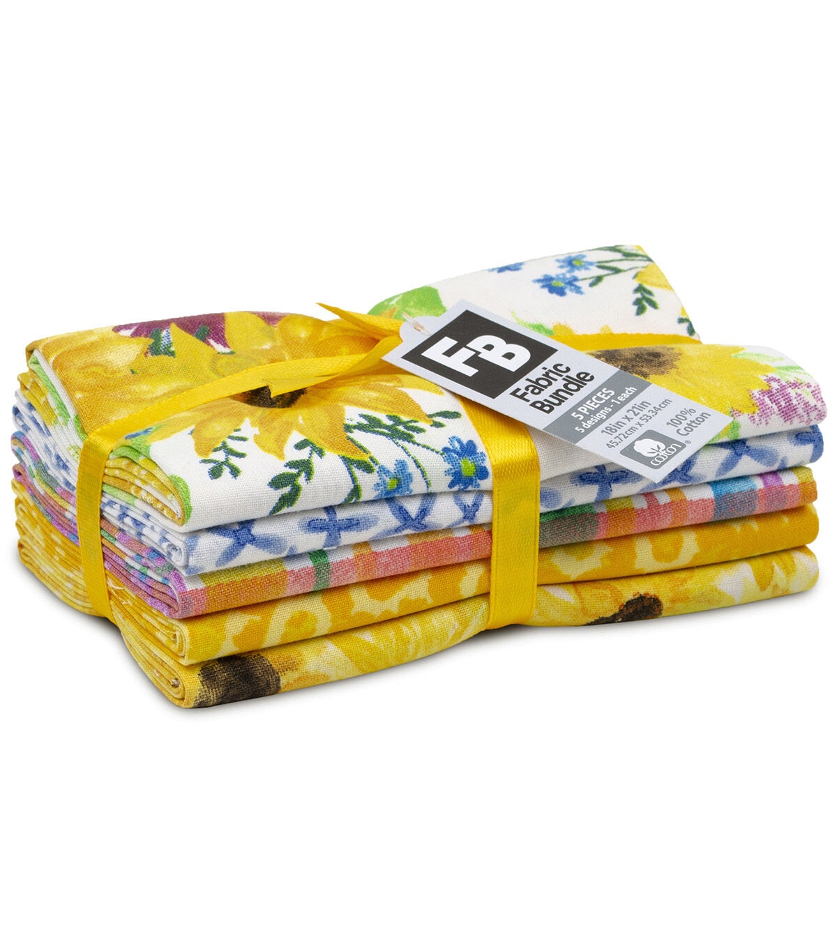 18 x 21 Sunflower Day Cotton Fabric Quarters 5ct by Keepsake Calico