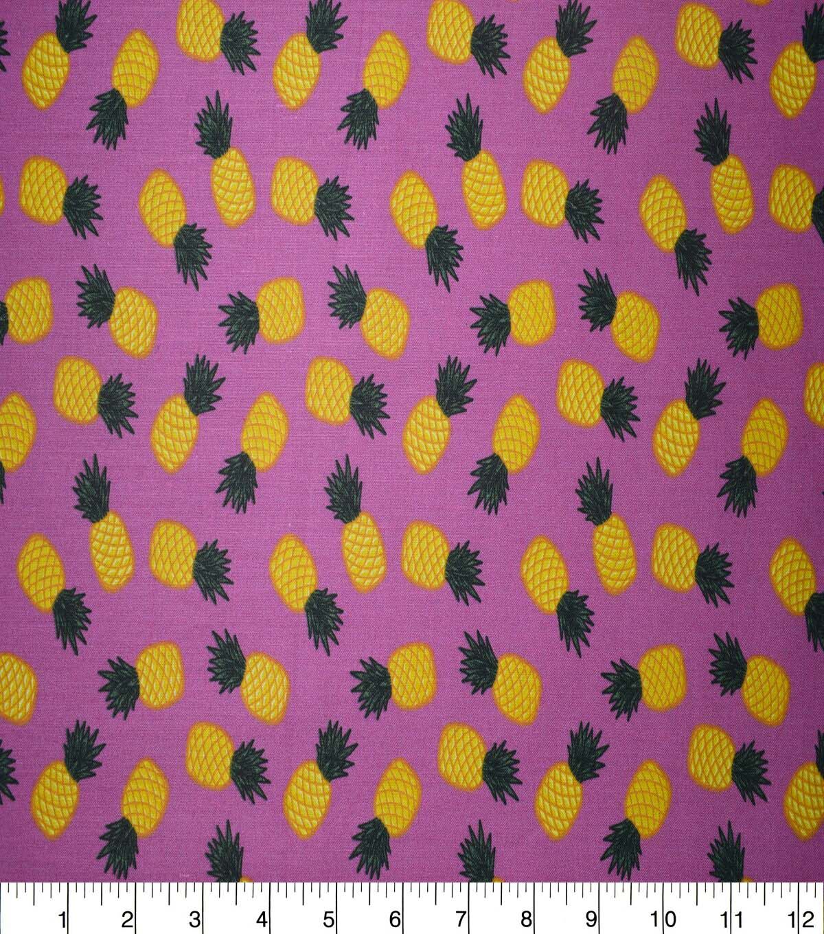 Pineapples on Pink Cotton Fabric by Quilter's Showcase