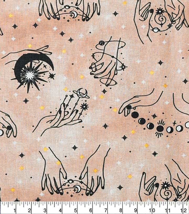 Mystical Rose Gold Novelty Metallic Cotton Fabric