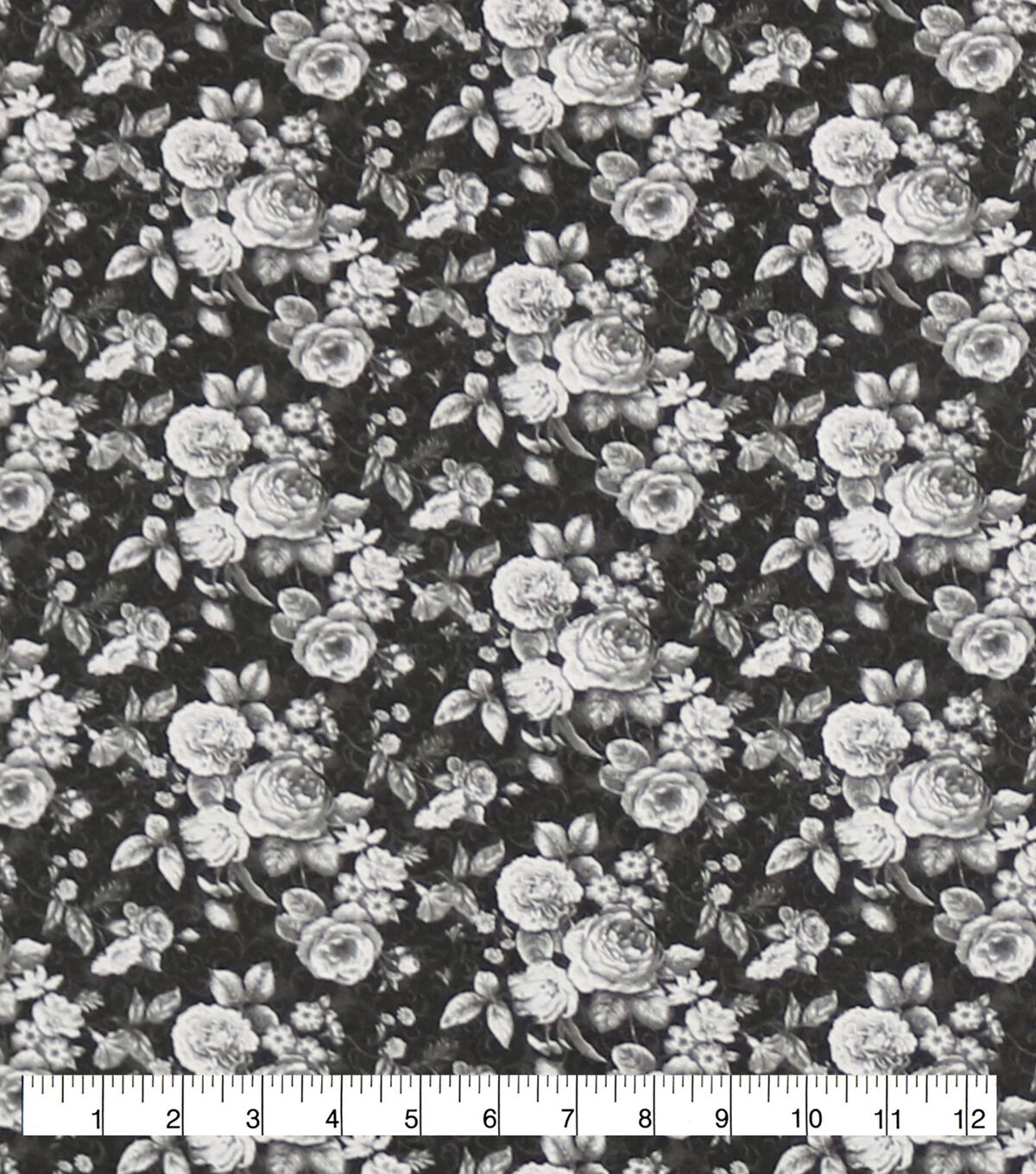 Black & White Vintage Rose Bouquet Super Snuggle Flannel Fabric