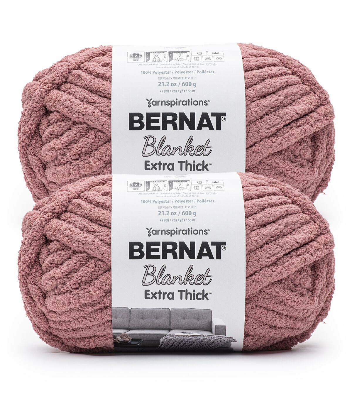 Bernat Extra Thick Blanket 72yds Jumbo Polyester Yarn 2 Bundle
