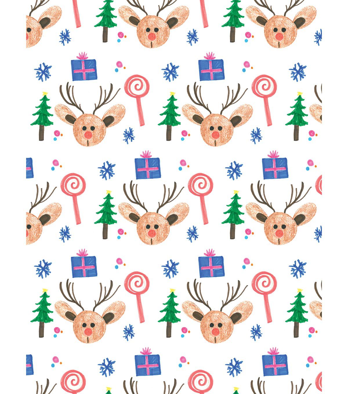 St. Jude Patients Presents & Deer on White Christmas Cotton Fabric