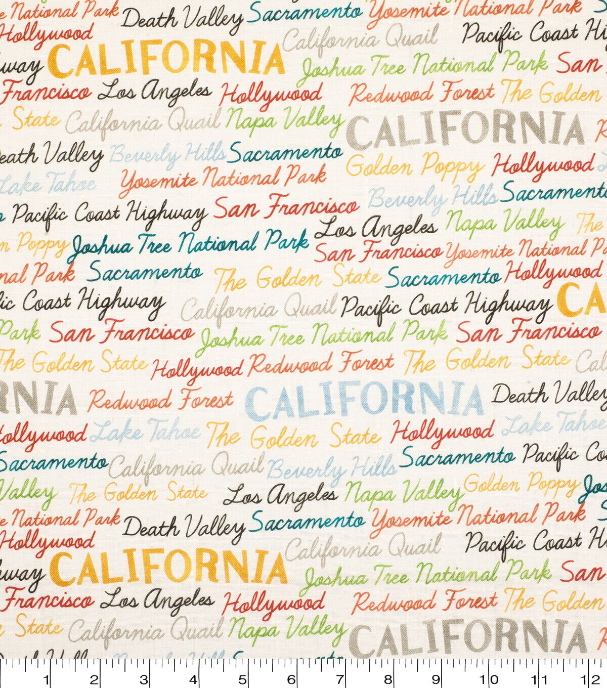 California Cotton Fabric Tossed Words