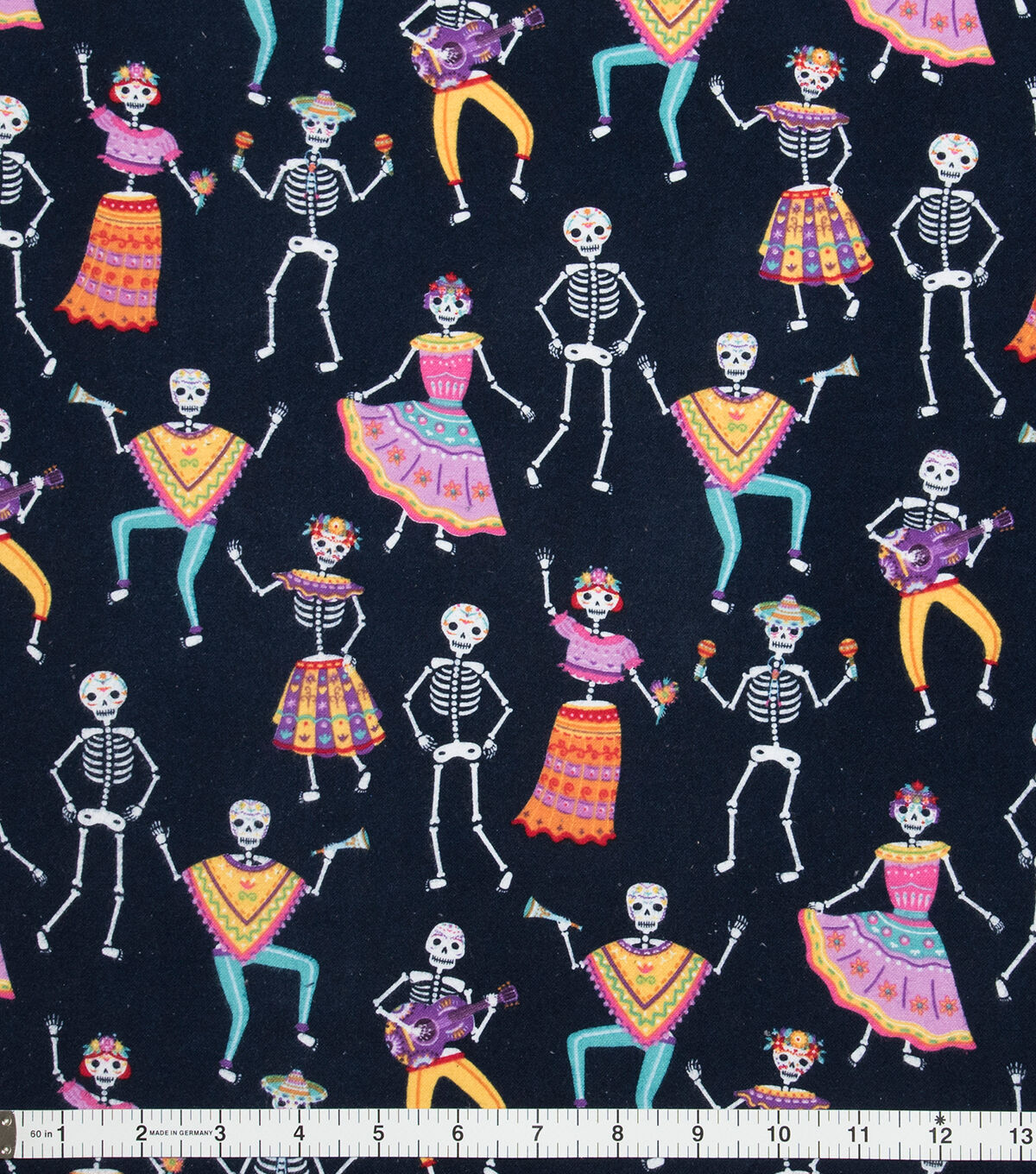 Super Snuggle Day Of The Dead Skeletons Flannel Fabric