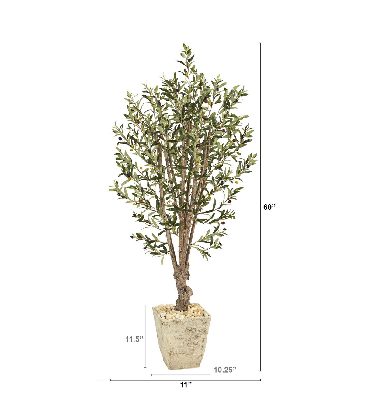 Nearly Natural 5ft. Olive Artificial Tree in Country White Planter