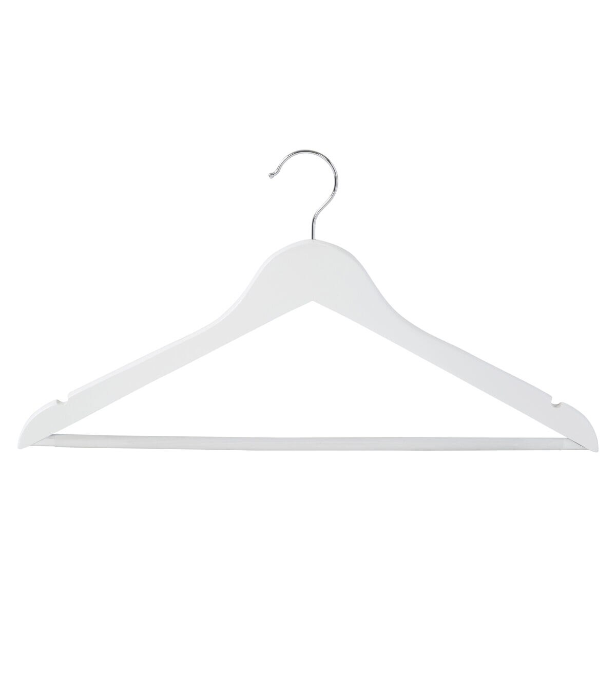 Honey Can Do 17.5 x 9 White Non Slip Swivel Hook Wood Hangers 24pk