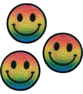 1.5 Rainbow Smiley Faces Iron On Patches 3pk by hildie & jo