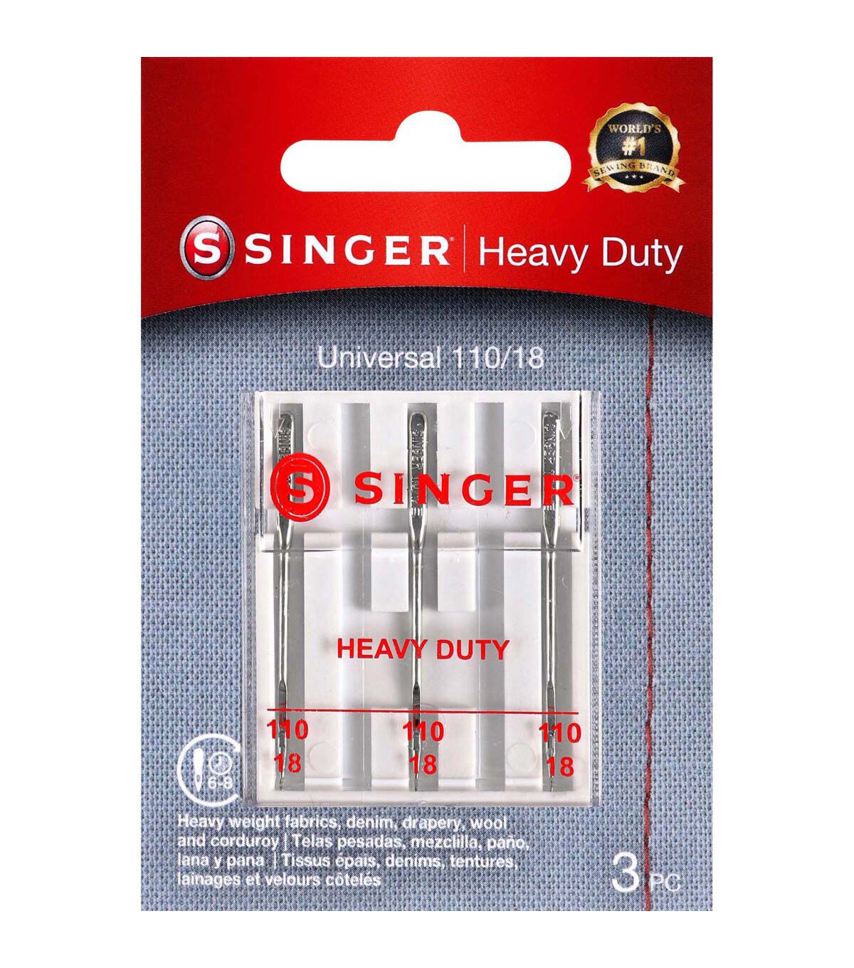 SINGER Universal Heavy Duty Sewing Machine Needles Size 110/18 3ct