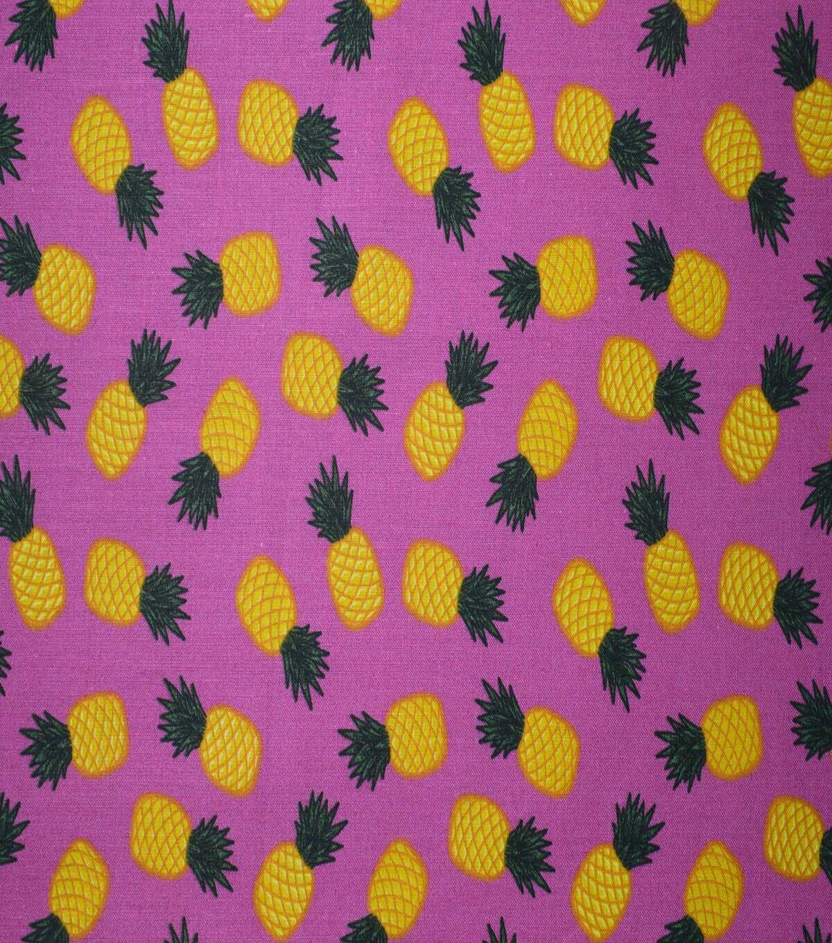 Pineapples on Pink Cotton Fabric by Quilter's Showcase