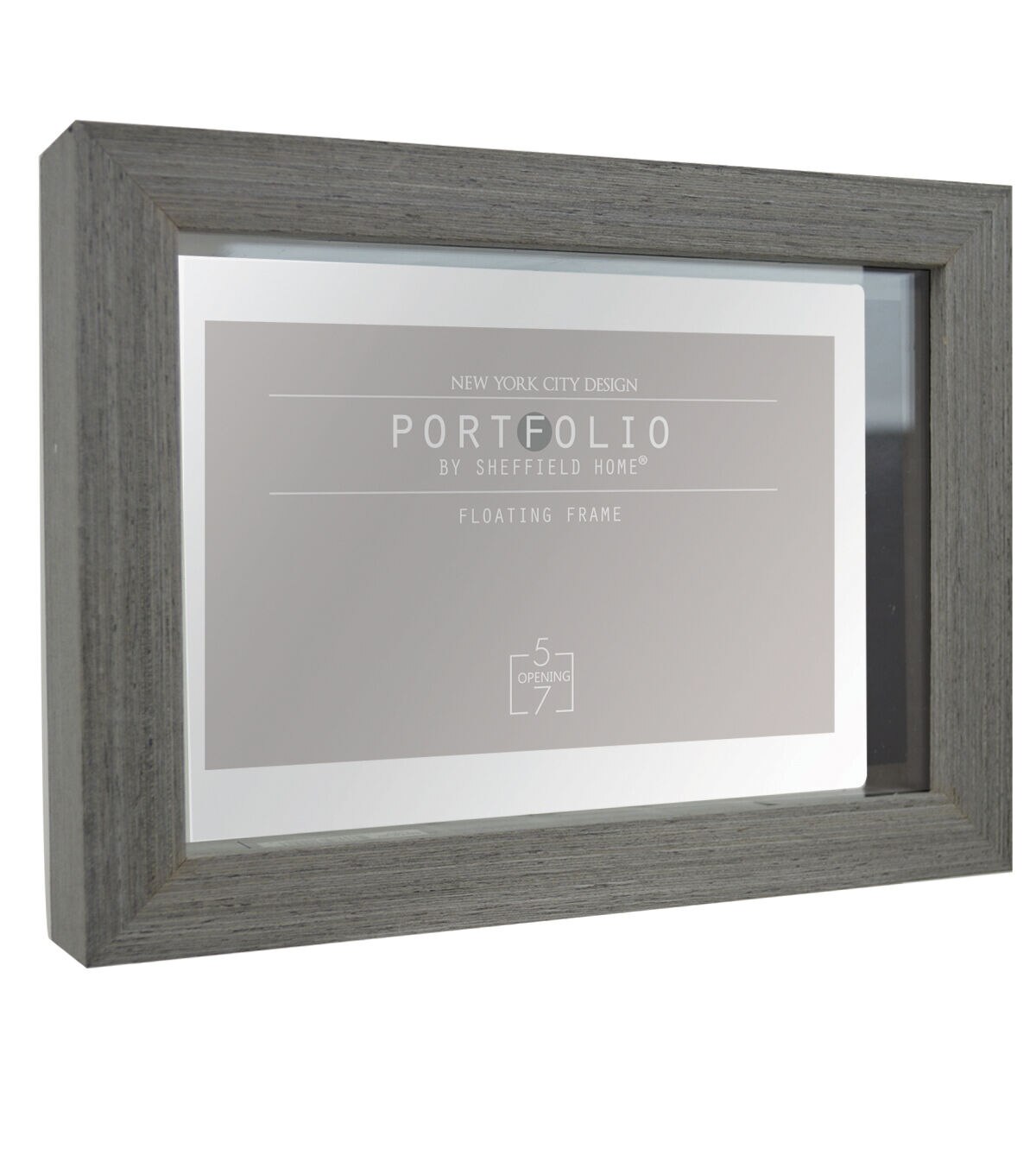 Sheffield Home 5 x 7 Gray Portfolio Casual Rustic Floating Frame