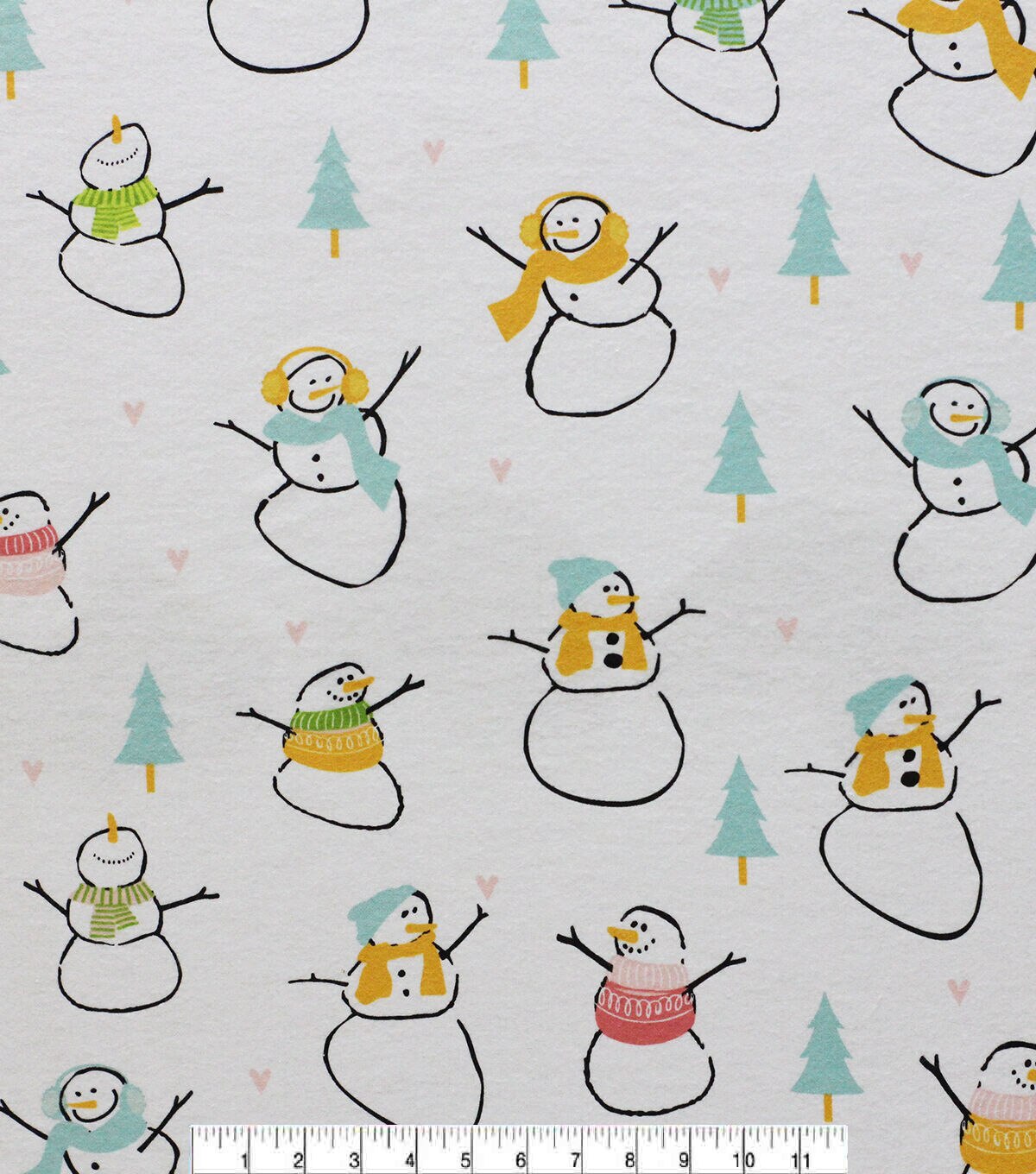 Pastel Snowmen & Trees Super Snuggle Christmas Flannel Fabric