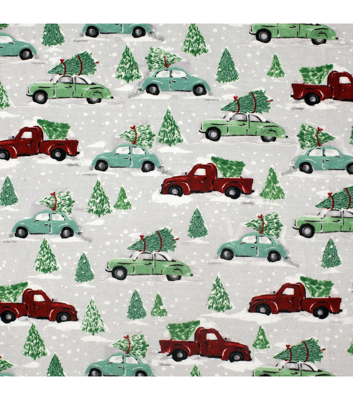 Multi Vehicles & Tree Super Snuggle Christmas Flannel Fabric