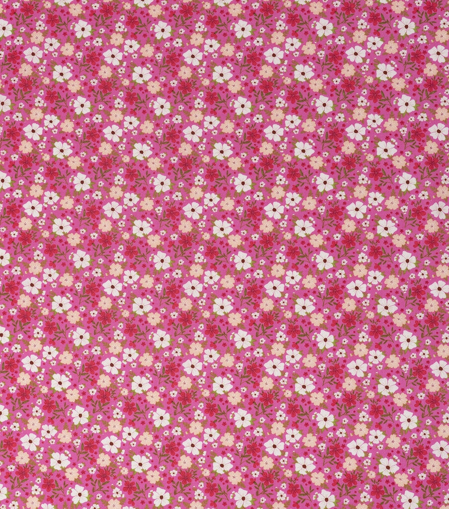 SINGER 18 x 21 Floral on Pink Cotton Fabric Quarter 1pc