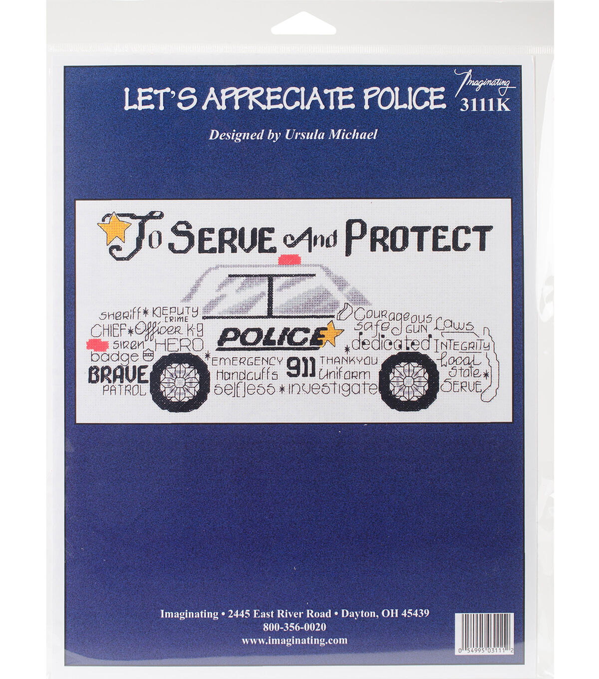 Imaginating 12 x 6 Let's Appreciate Police Counted Cross Stitch Kit