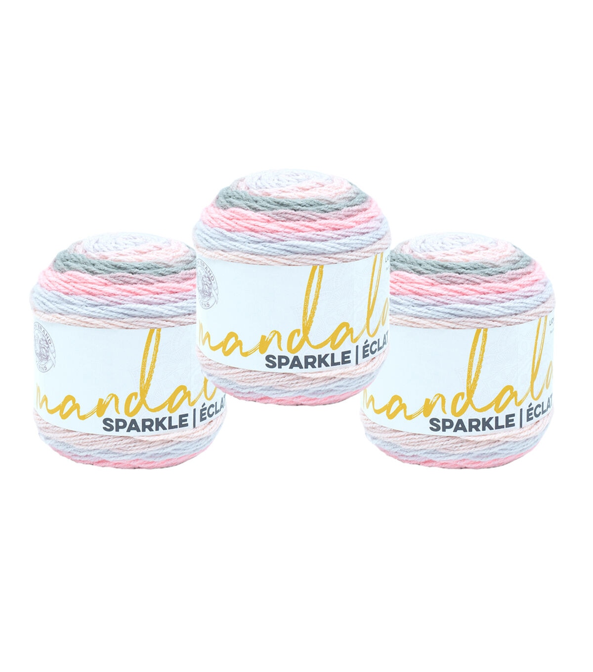 Lion Brand Mandala Sparkle Light Weigh Acrylic Yarn 3 Bundle
