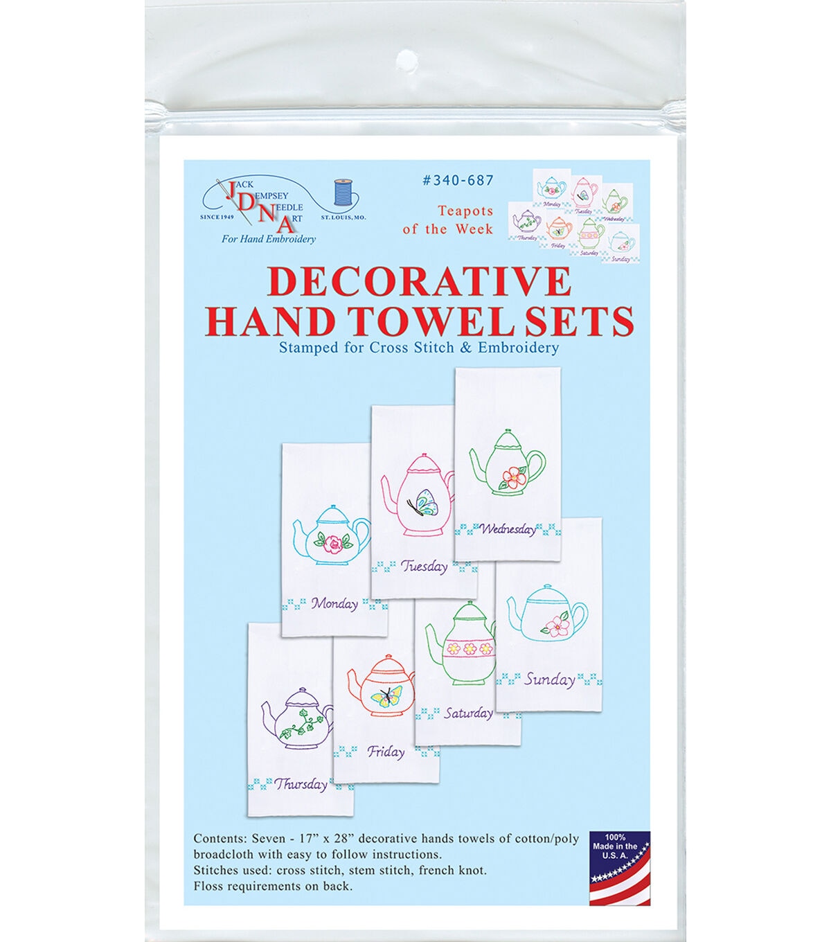 Jack Dempsey 17 x 28 Teapots of the Week Decorative Hand Towels 7ct