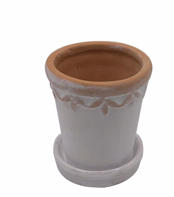 2 Whitewashed Terracotta Pot With Floral Accent by Bloom Room