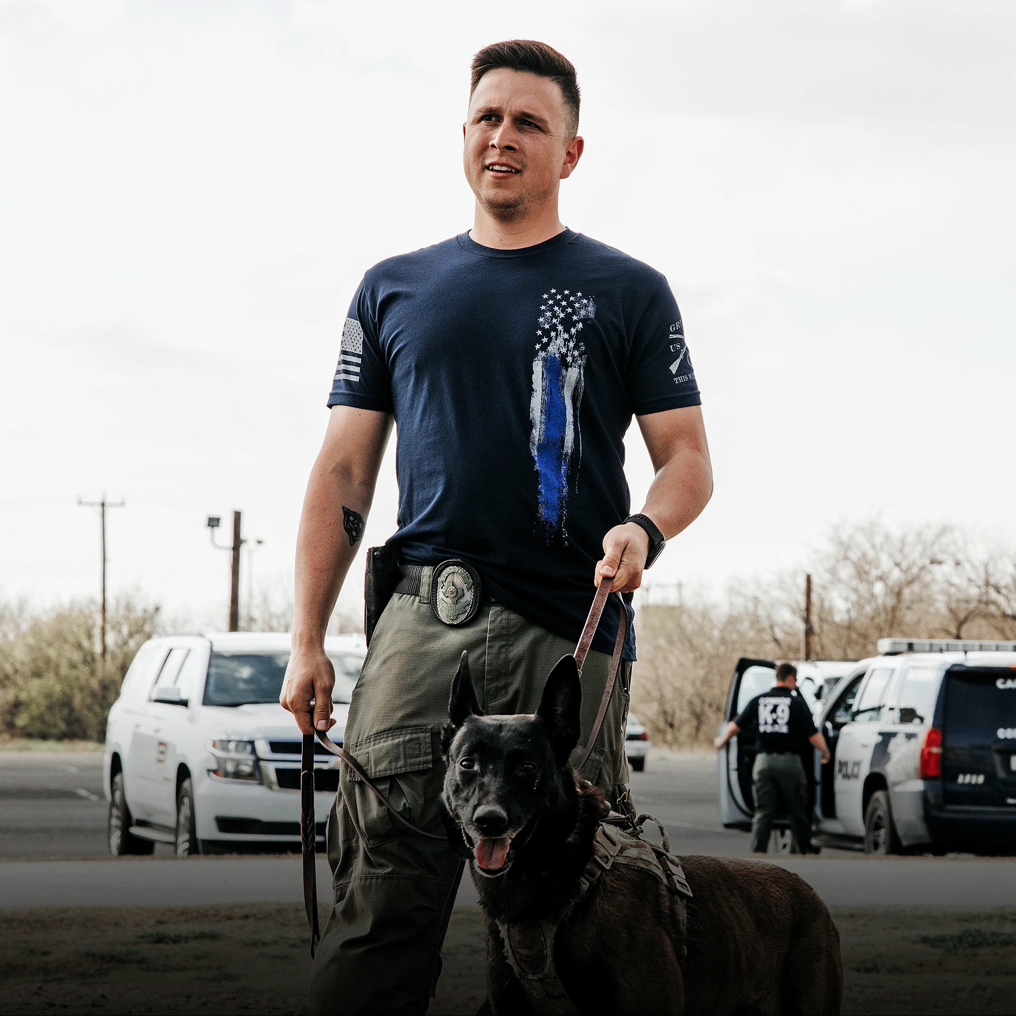 Blue Line Flag T-Shirt - Navy