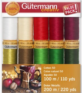 Gutermann Cotton 50 Holiday Thread Set - 10 Spools-Collection 1 - Gold M