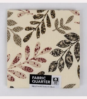18 x 20 Leaves on Cream Cotton Fabric Quarter 1pc by Keepsake Calico