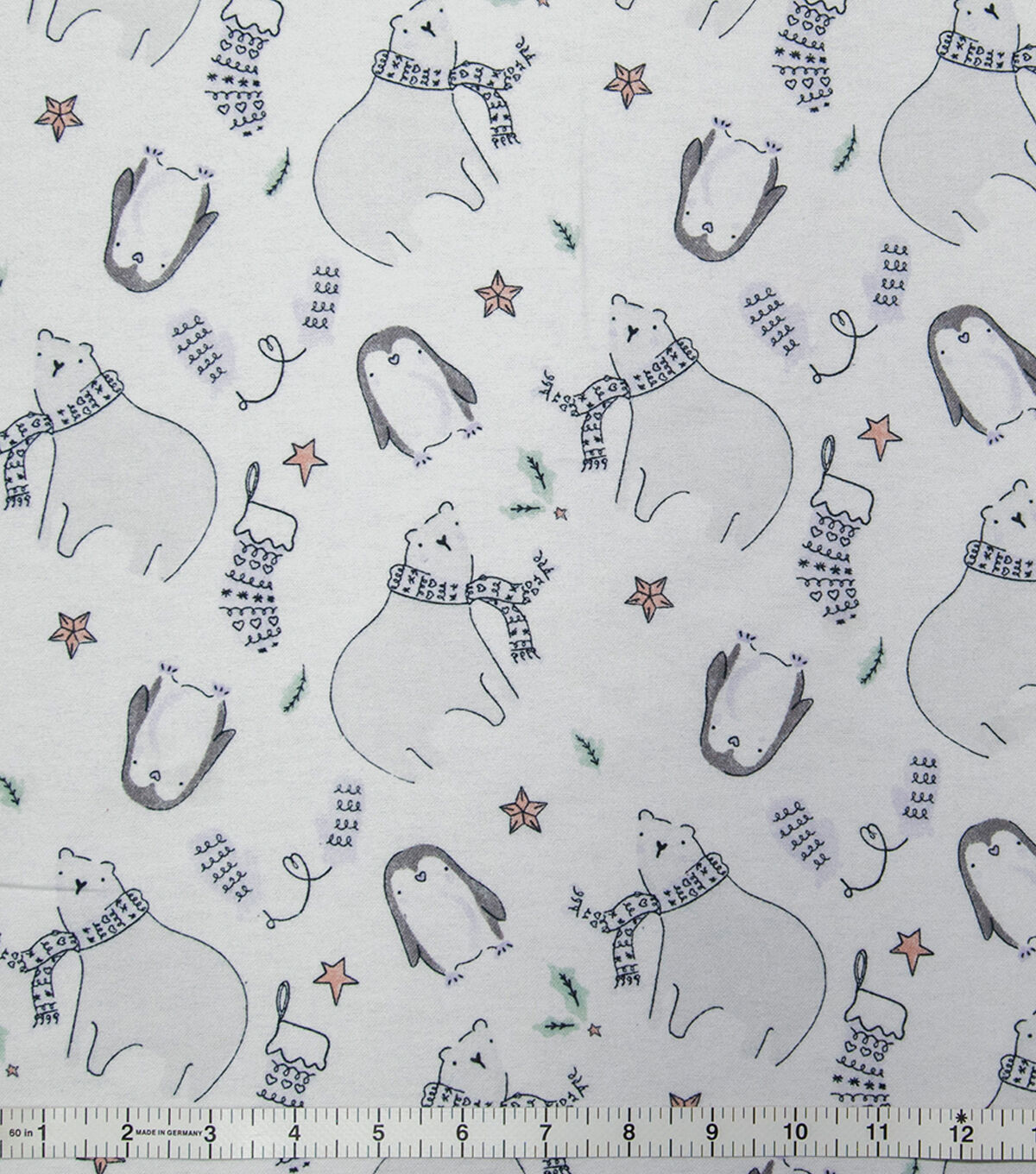 Super Snuggle Winter Bear & Penguins Flannel Fabric