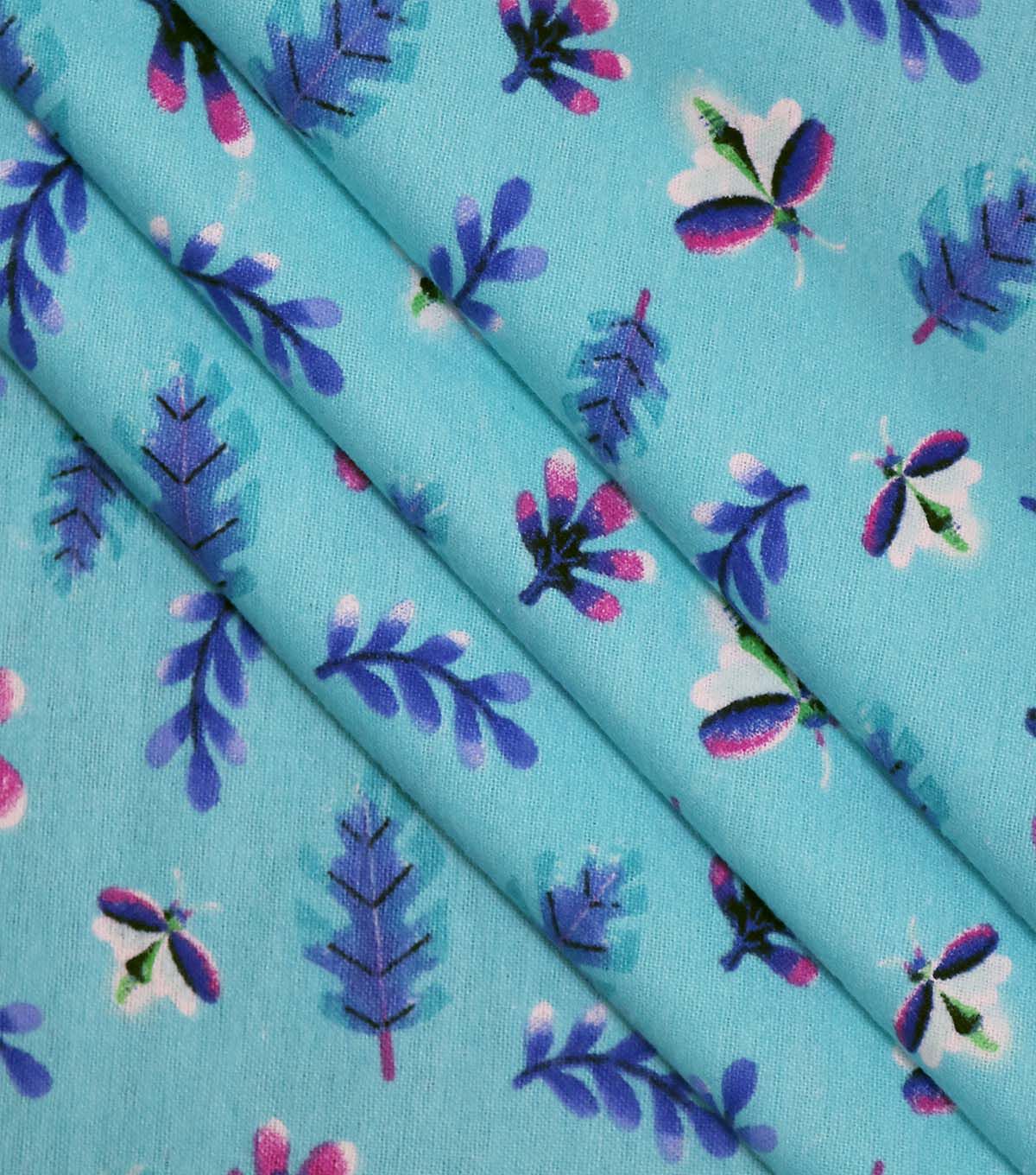 Fireflies on Blue Super Snuggle Flannel Fabric