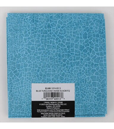 18 x 20 Blue Snake Print Cotton Fabric Quarter 1pc by Keepsake Calico