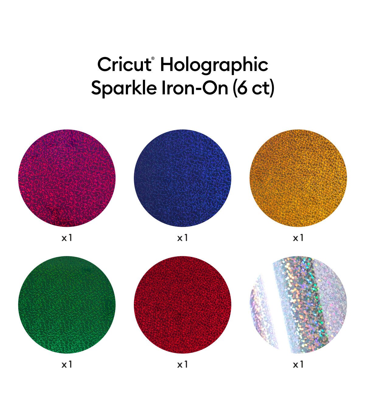 Cricut 12 x 12 Holographic Sparkle Ultimate Iron On Samplers 6ct