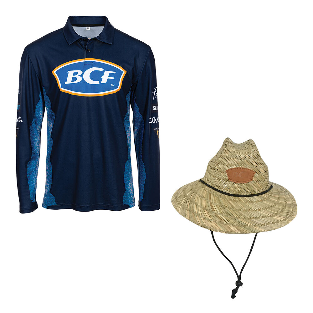 Bcf Everyday Value Mens Sublimated Polo And Straw Hat Set